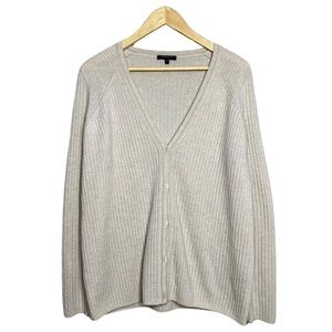 Lafayette 148 100% Cashmere Ribbed Cardigan Slouchy Oversized size medium